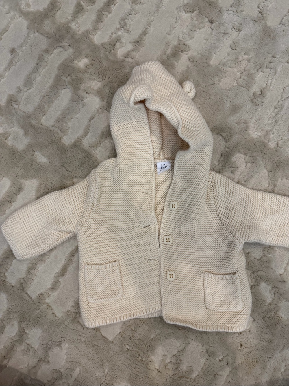 GAP Cream Baby Knit Hooded Cardigan